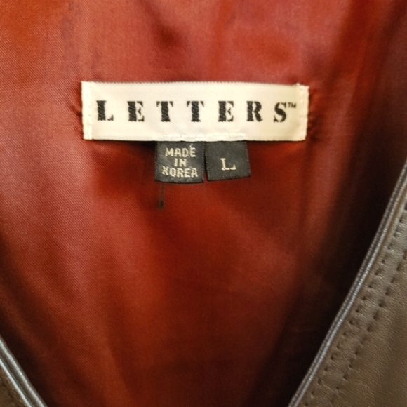 Letters Supple Brown Leather Mens' Vest - Picture 3 of 8